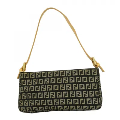 Pre-owned Fendi Beige Black Nylon Canvas Shoulder Bag () In Multi