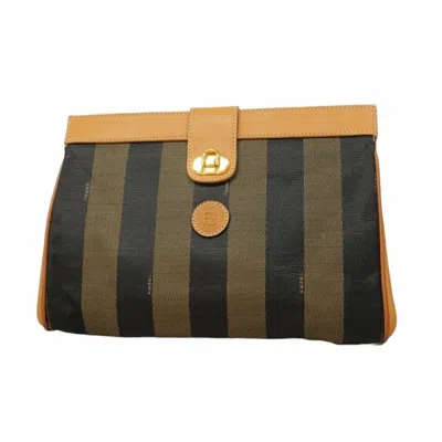 Pre-owned Fendi Beige Black Pvc Clutch Bag () In Multi