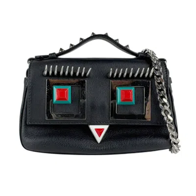 Pre-owned Fendi Beige Black Yellow Leather Shoulder Bag ()