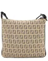 Fendi Beige, Black Zucchino Canvas Crossbody (authentic Pre-loved) In Nude