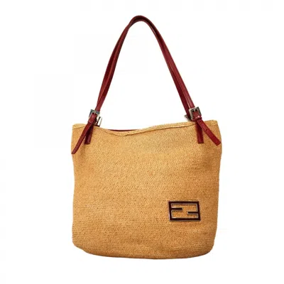 Pre-owned Fendi Beige Bordeaux Raffia Tote Bag () In Multi