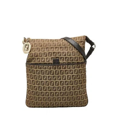 Pre-owned Fendi Beige Brown Canvas Leather Shoulder Bag () In Multi