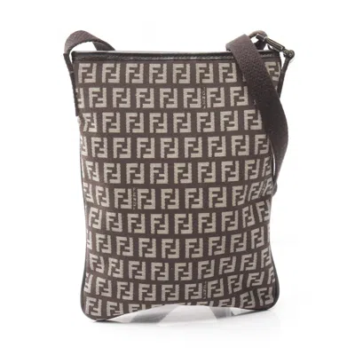 Pre-owned Fendi Beige Brown Canvas Leather Shoulder Bag () In Multi