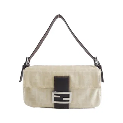 Pre-owned Fendi Beige Brown Canvas Leather Shoulder Bag () In Multi