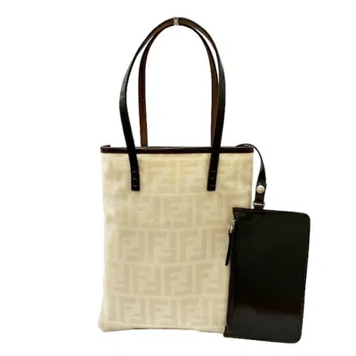 Pre-owned Fendi Beige Brown Canvas Tote Bag ()
