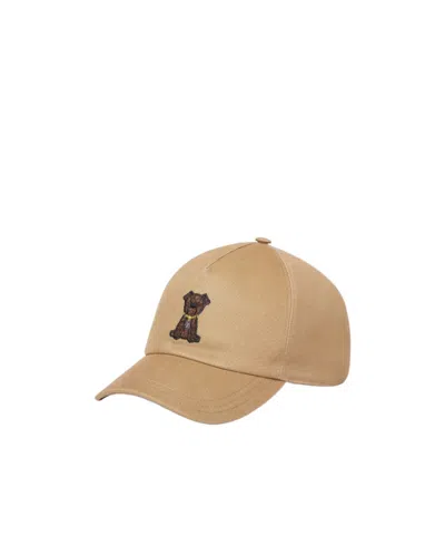 Fendi Beige Canvas Baseball Cap In Brown