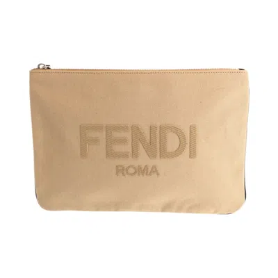 Pre-owned Fendi Beige Canvas Clutch Bag Pouch ()