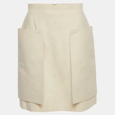 Pre-owned Fendi Beige Canvas Flared Mini Skirt M