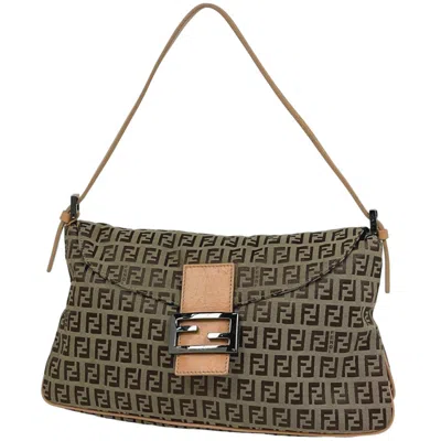 Pre-owned Fendi Beige Canvas Leather Handbag Shoulder Bag () In Sand