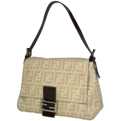 Pre-owned Fendi Beige Canvas Leather Handbag Shoulder Bag () In Sand