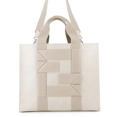 Pre-owned Fendi Beige Canvas Shopping Bag Tote Bag () In Sand