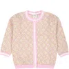 FENDI BEIGE CARDIGAN FOR BABY GIRL WITH ICONIC FF