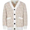 Fendi Beige Cardigan For Kids With Double F In Beige