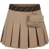 FENDI BEIGE CASUAL SKIRT FOR GIRLS WITH BAGUETTE AND FF LOGO