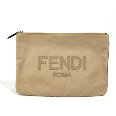 Pre-owned Fendi Beige Cloth Clutch Bag ()