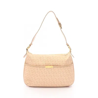 Pre-owned Fendi Beige Coated Canvas Leather Shoulder Bag () In Sand