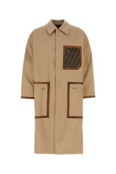 FENDI BEIGE COTTON REVERSIBLE TRENCH COAT