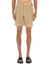 Fendi Beige Cotton Shorts In Brown