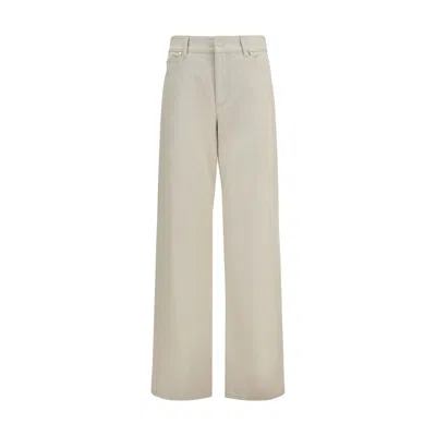 Fendi Beige Cotton Straight-leg Jeans In White