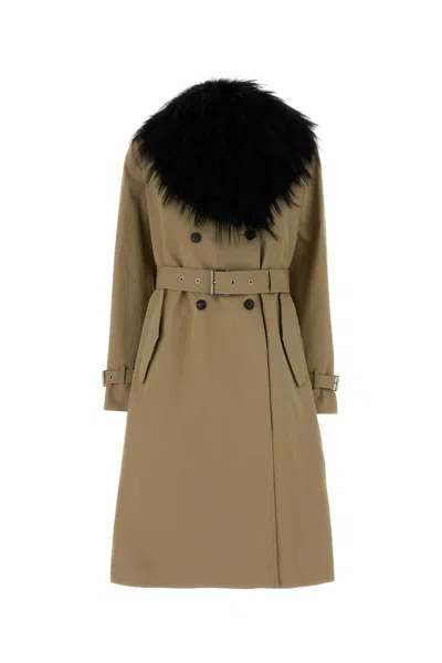 Fendi Beige Cotton Trench Jacket In Neutral
