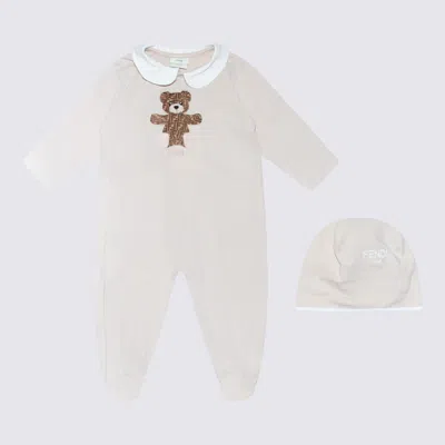 Fendi Babies' Beige Cotton Two Pieces Suit In Neutral