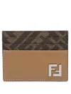 Fendi Beige Credit Card Holder In Beige