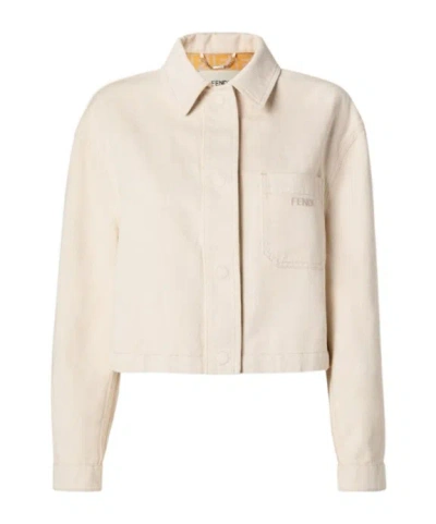 Fendi Beige Denim Jacket In Neutral