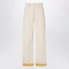 Fendi Ff Reverse Denim Jeans Belt Loops In Neutral
