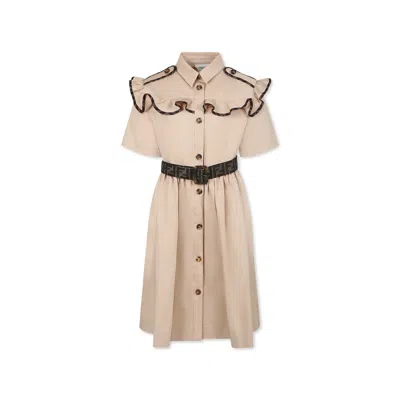 Fendi Kids' Beige Dress For Girl With Ff