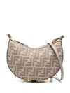 Fendi Women Denim-effect Ff Jacquard Graphy Mini Bag In Beige