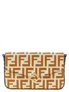 Fendi Ff Diamonds Leather Wallet On Chain In Brown