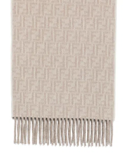 Fendi Beige Ff Logo Scarf In Neutral