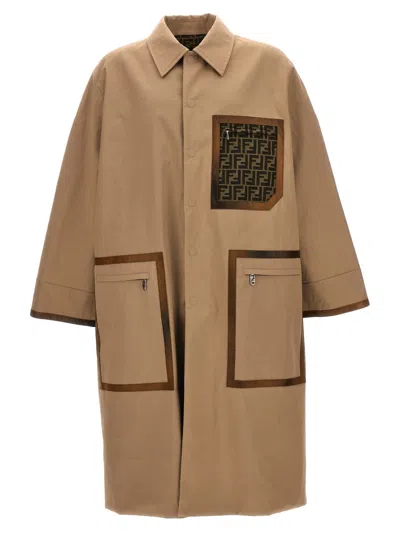 FENDI BEIGE FF REVERSIBLE TRENCH COAT