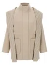 Fendi Beige Wool Parka With Removable Stole And Ff Monogram In Beige