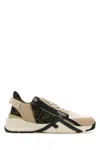 Fendi Beige Leather Sneakers With Ff Motif In Multi