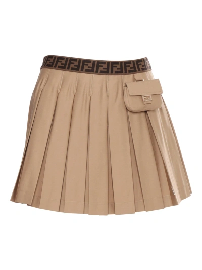 Fendi Kids' Beige Gabardine Skirt