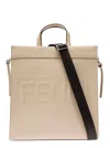 Fendi Beige Go To Shopper Medium In Grain Leather Man In Multicolor