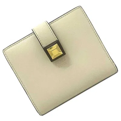 Pre-owned Fendi Beige Gold Orange Leather Wallet (bi-fold) () In Beige Gold, Orange
