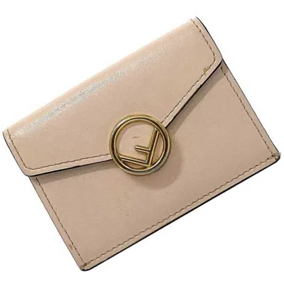 Pre-owned Fendi Beige Gold Pink Beige Leather Wallet (tri-fold) () In Beige Gold, Pink Beige