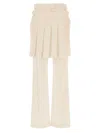 Fendi White Pleated Panel Grain De Poudre Trousers In Neutral
