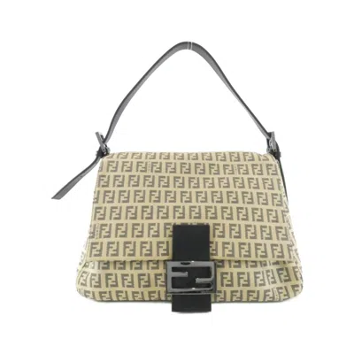 Pre-owned Fendi Beige Gray Canvas Shoulder Bag () In Beige, Gray