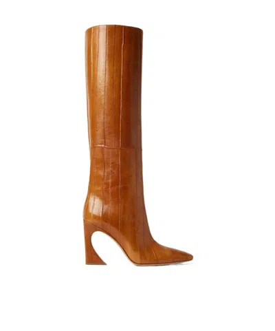 FENDI BEIGE HAGFISH LEATHER BOOTS