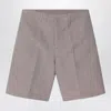 Fendi Beige Jacquard Bermuda Shorts With Topstitching In Neutral