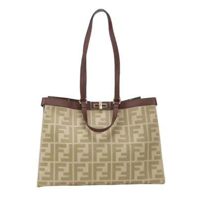 Pre-owned Fendi Beige Jacquard Leather Tote Bag () In Sand
