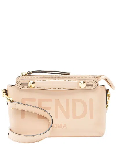 Pre-owned Fendi Beige Leather By The Way Logo Mini Bag (authentic Pre-loved)