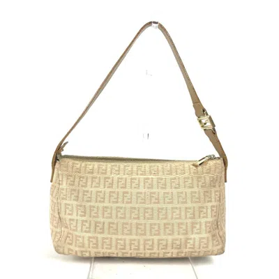 Pre-owned Fendi Beige Leather Canvas Shoulder Bag ()