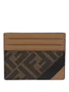 Fendi Beige Leather Card Holder In Beige