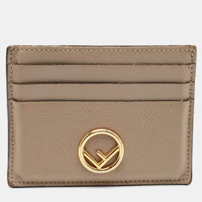 Pre-owned Fendi Beige Leather Card Holder In Sand