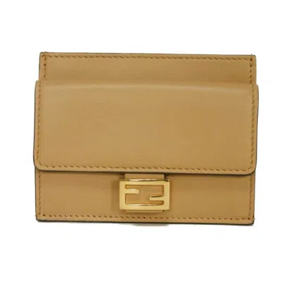 Pre-owned Fendi Beige Leather Coin Purse/coin Case ()