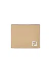 Fendi Beige Ff Canvas And Leather Compact Bi-fold Wallet In Neutral